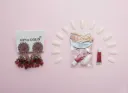 Charming Nails Artificial Fake Nails with Glue + Sona Gold Designer Earrings Combo for Women & Girls