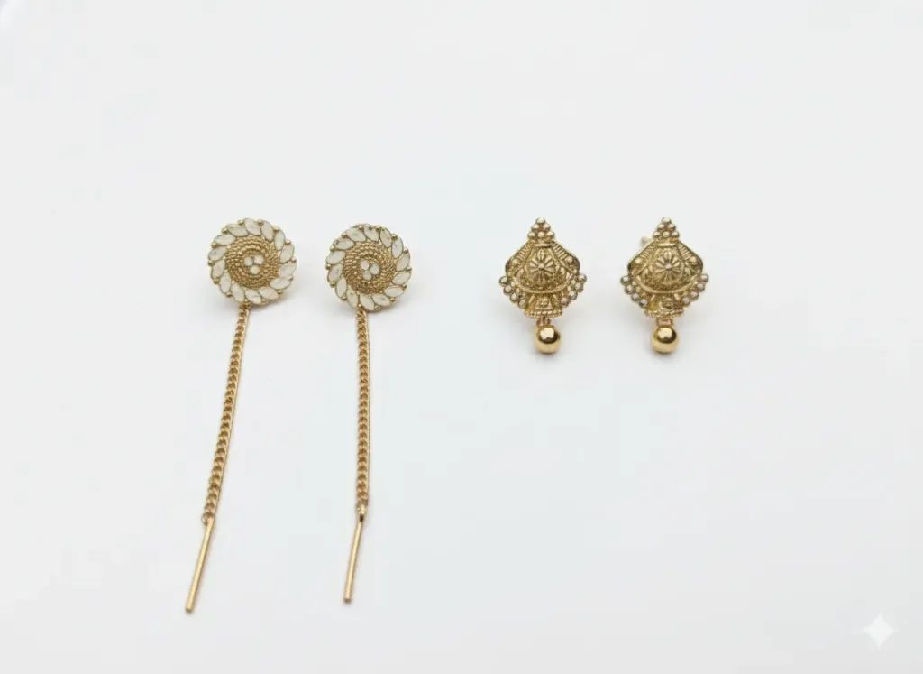 Stylish Manipuri Gold Plated Earrings Combo for Women & Girls (Set of 2 Pairs)